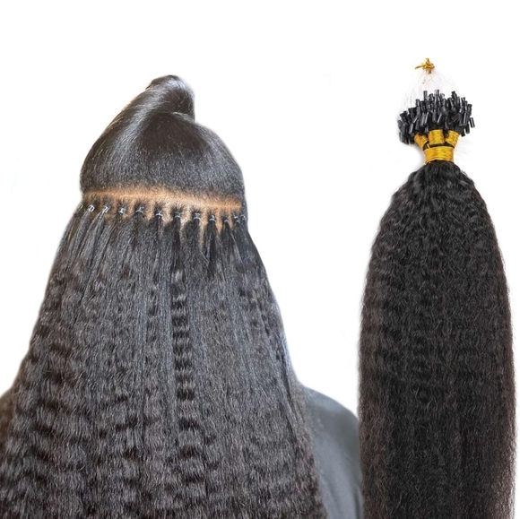 Niawigs Tip Hair Extensions Micro Links 100 strands 22 inches Natural black - Picture 7 of 9